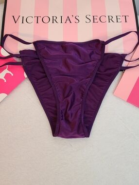 VTG VS Very Sexy Silky Satin Strappy Itsy Mini Ruched Back Cheeky Panty Size M
